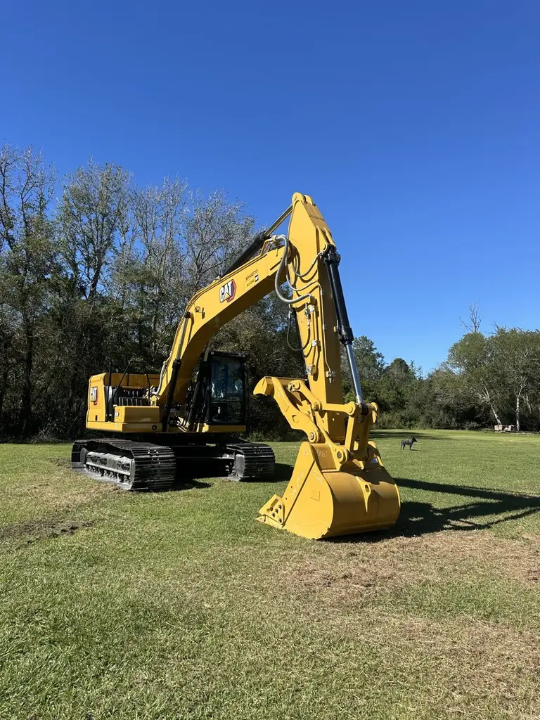 Tracked excavator staged on site