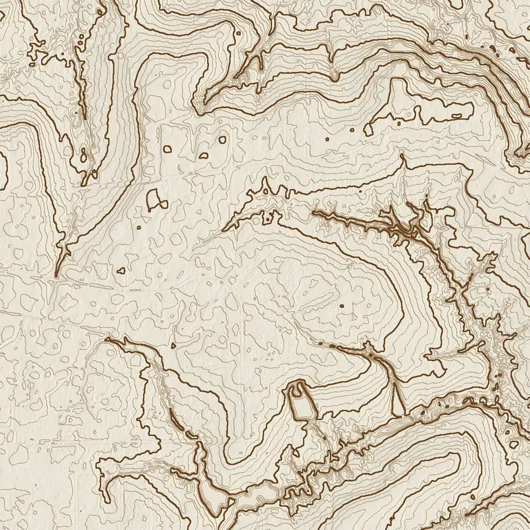 Contour map of the same Hardin County tract generated from LiDAR bare-earth elevation, half-meter contour lines with heavier lines every two and a half meters