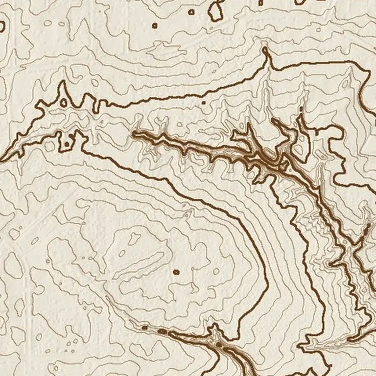 Contour map of the tract with an illustrative road, lots, greenbelt and detention pond drawn to fit the terrain